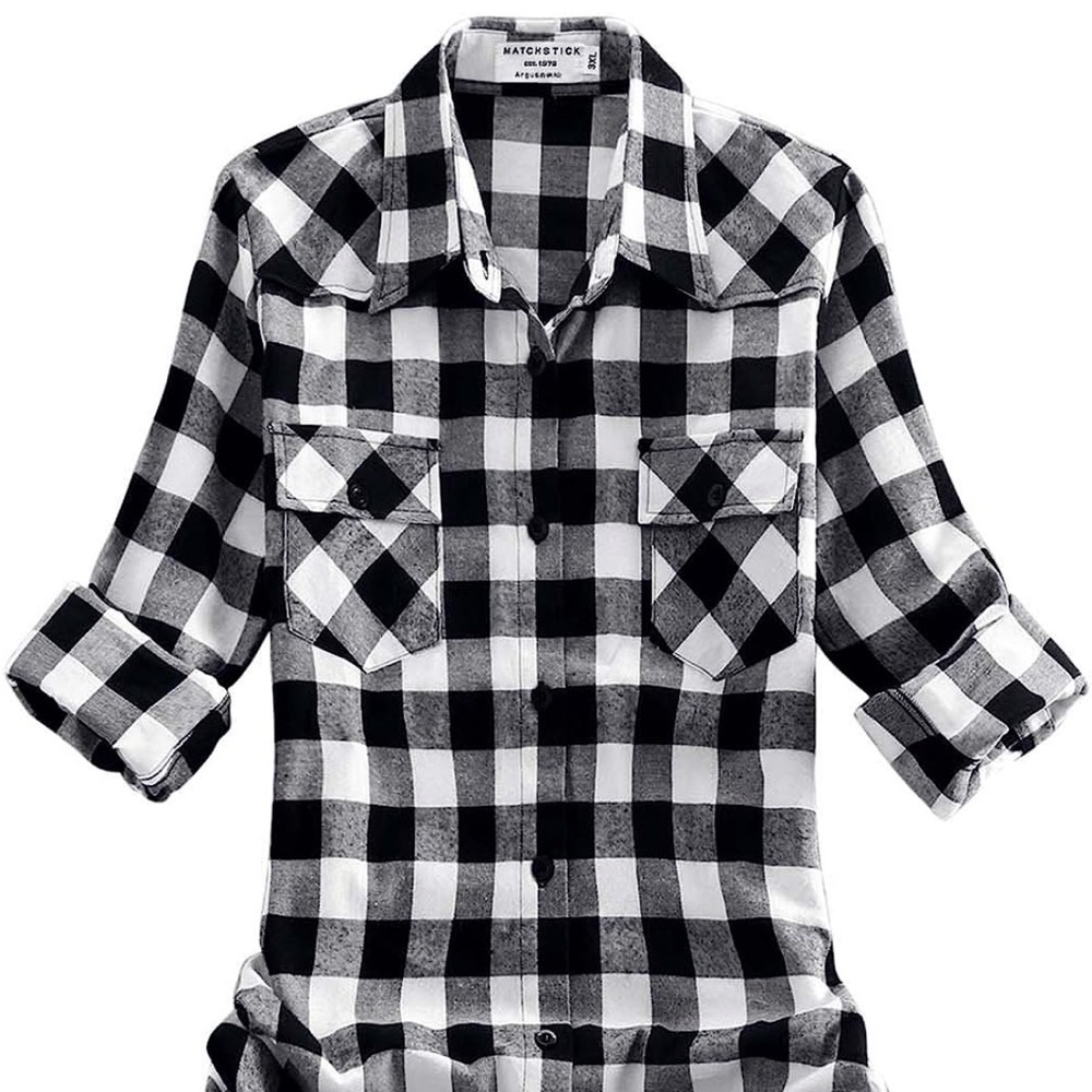 Long Sleeve Plaid Flannel Button Down